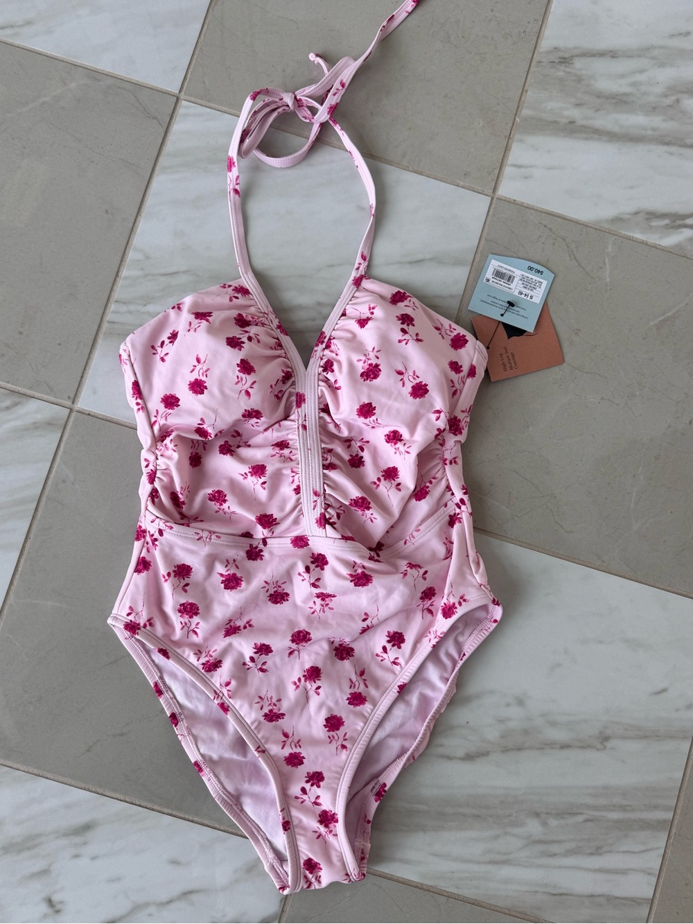 Shade & Shore Pink Floral One-Piece Swimsuit